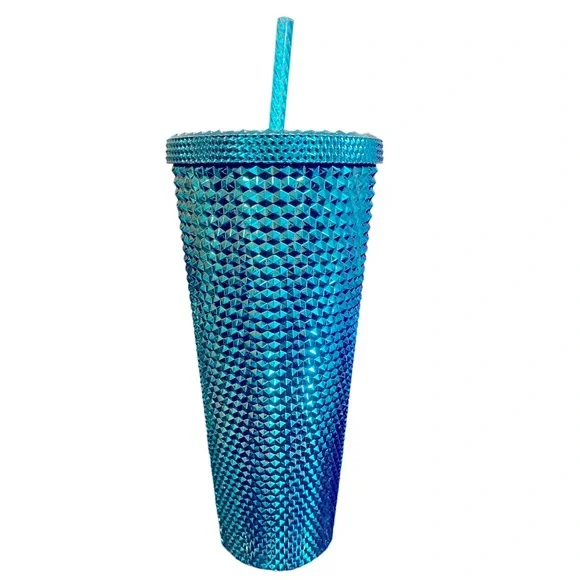 NEW Starbucks 24oz Teal Chrome Studded Venti Tumbler NWT - Picture 10 of 11